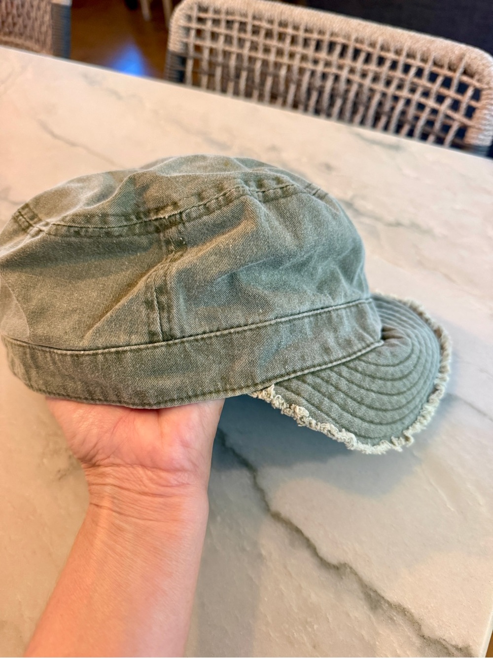 Kids Green Distressed Cotton Camp Cap - Unbranded